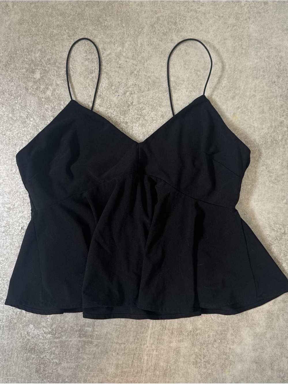 Leith Black Spaghetti Strap Peplum Tank Top